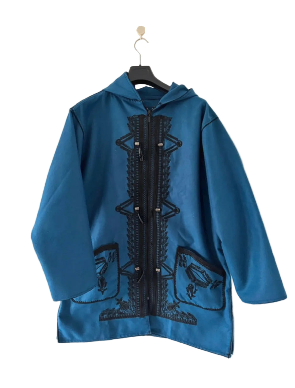 Djellaba marocaine traditionnelle à capuche - bleu - MUWAHHID